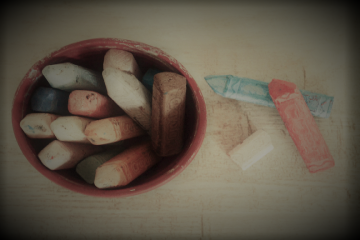 Colourful chalk pieces